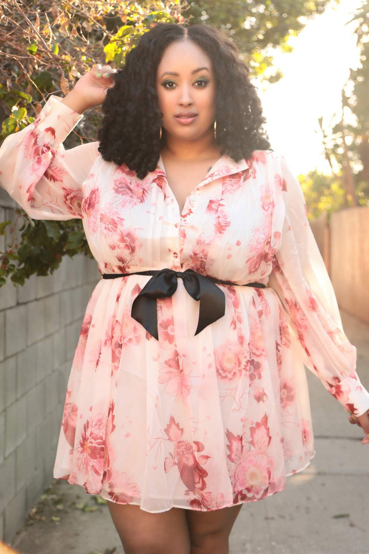thumbnail image 1 of The Sweet Like Ice Cream Chiffon Empire Waist Dress in Floral Print, 1 of 4
