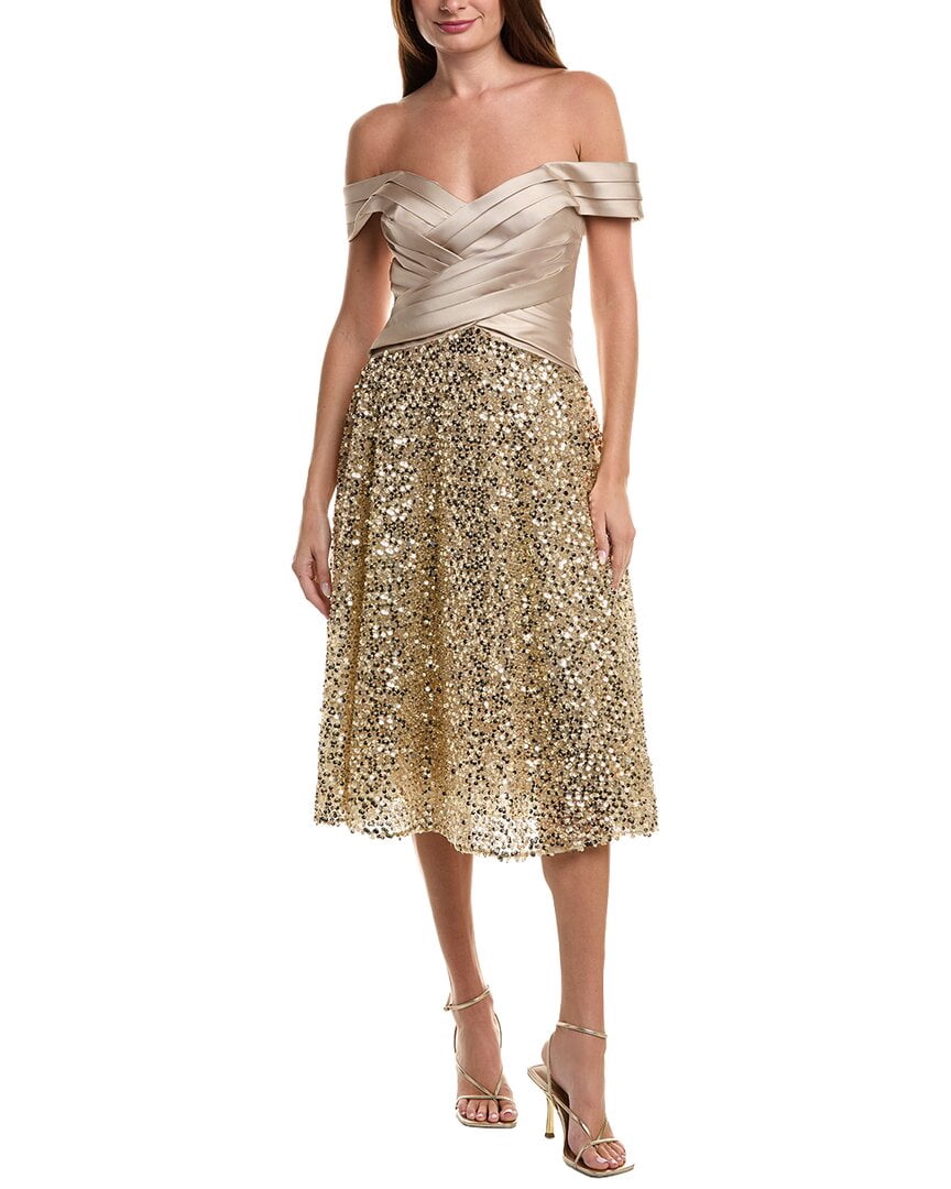 thumbnail image 1 of Theia womens Brandy Sequin Cocktail Dress, 10, Gold, 1 of 4