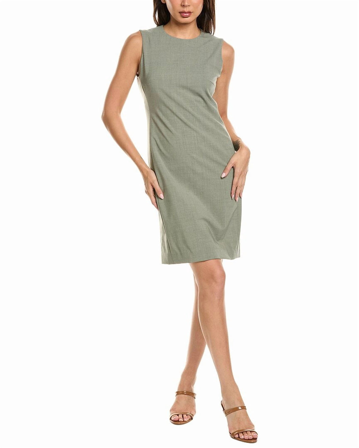 thumbnail image 1 of Theory womens Fitted Wool-Blend Mini Dress, 00, Brown, 1 of 3