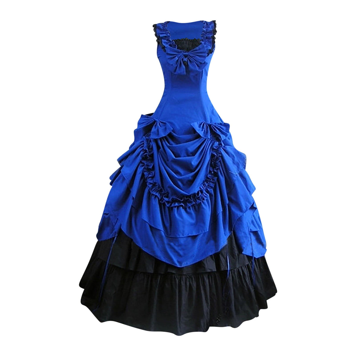 thumbnail image 1 of Women Gothic Dress Halloween 50s 60s Vintage Sleeveless Cocktail Swing Dress 1950s Audrey Rockabilly Prom Party Dress Blue L, 1 of 5