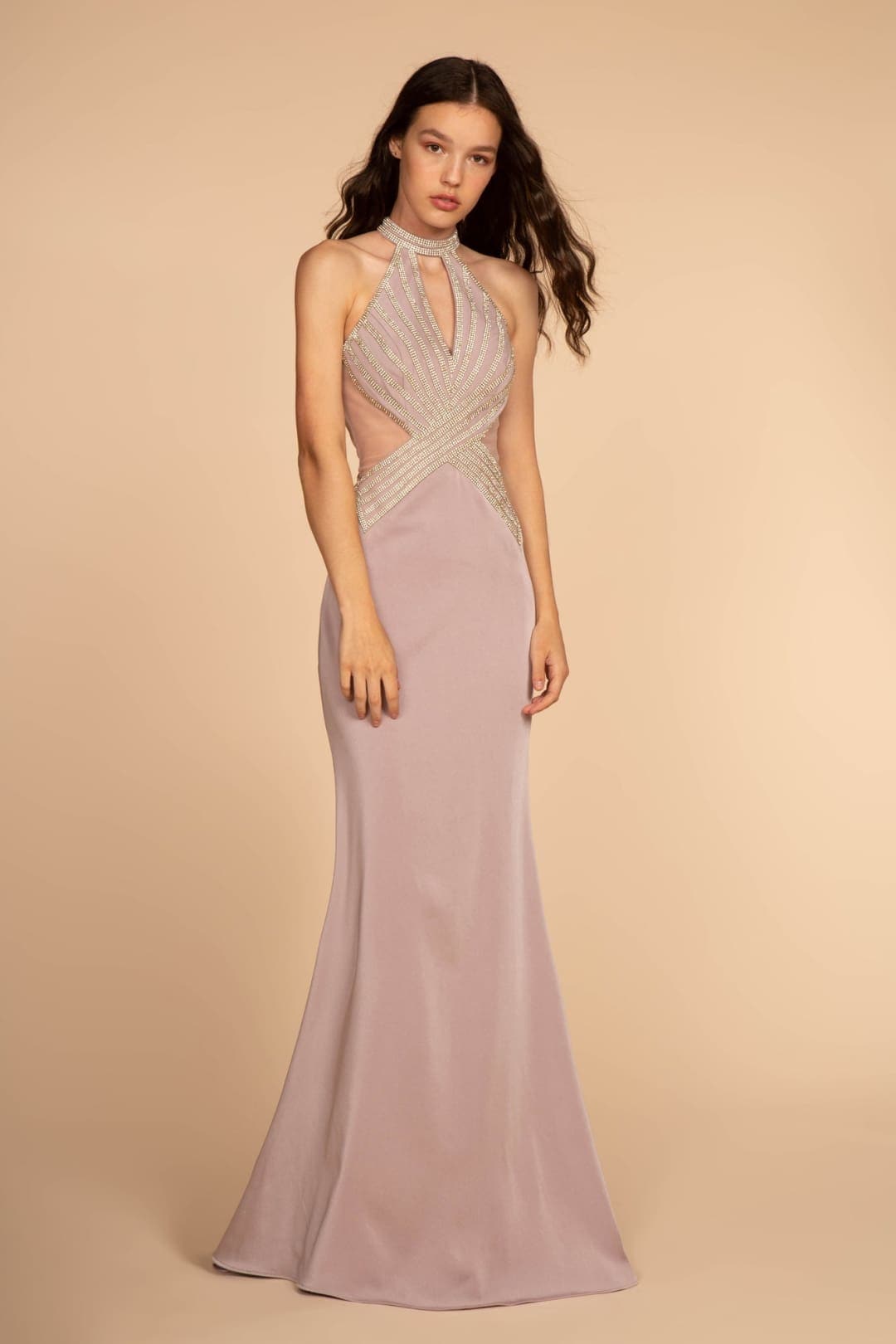 thumbnail image 1 of Women's Elizabeth K Mauve Choker Mermaid Gown Gl2573 Size S, 1 of 4