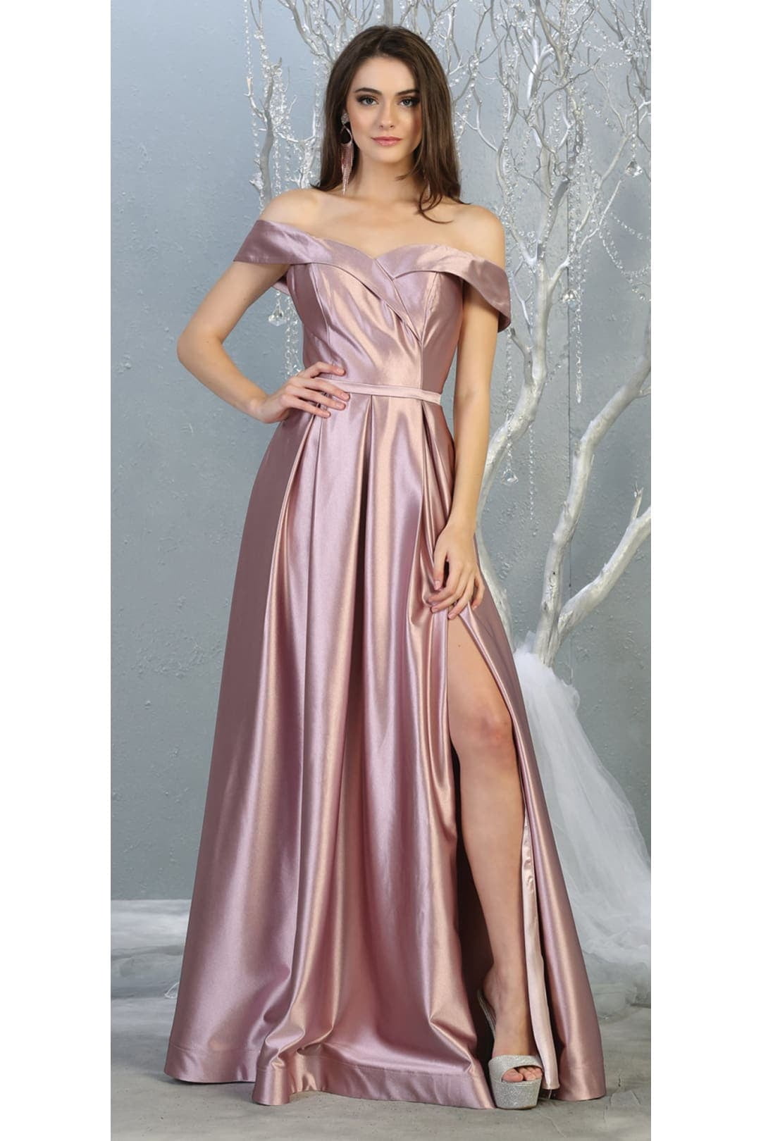 thumbnail image 1 of Women's May Queen A-line Metallic Formal Unique Dress Mauve 10, 1 of 4