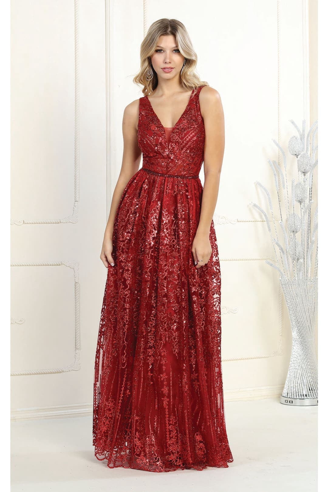 thumbnail image 1 of Women's Royal Queen Prom 2026 Dress Plus Size Burgundy 8, 1 of 8