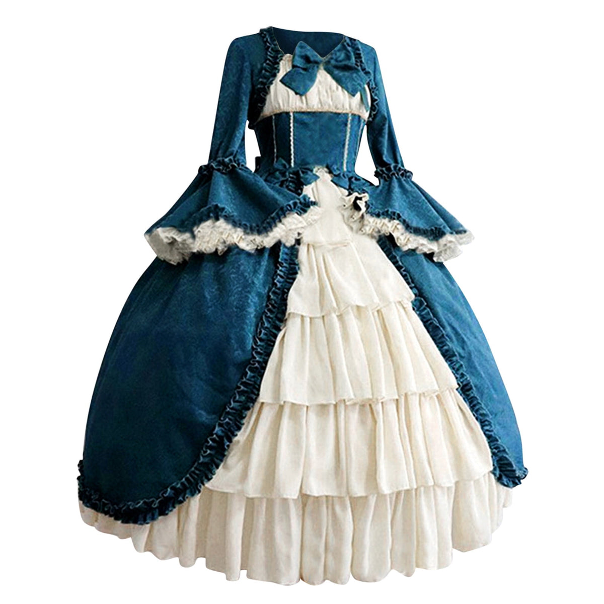 thumbnail image 1 of XIAONU Victorian Women Vintage Ball Gown Ruffled Bow Layered Party Dress Formal Occasion Dresses, 1 of 3