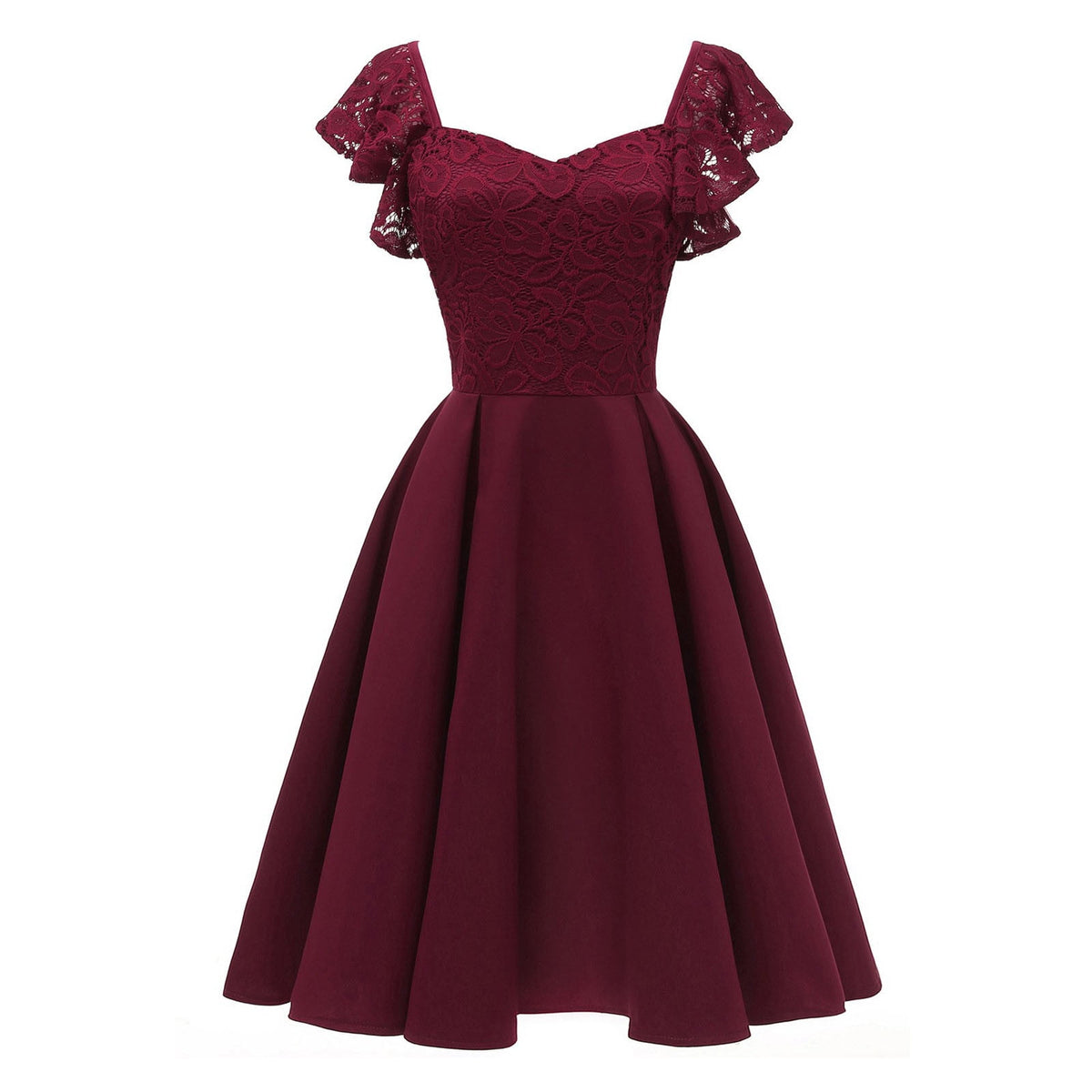 thumbnail image 1 of Zpanxa Women's Flutter Sleeve Dress Satin Fabric Round Neck Short Sleeve Bodycon Dress with Full Flowy Skirt Evening Gown, 1 of 6