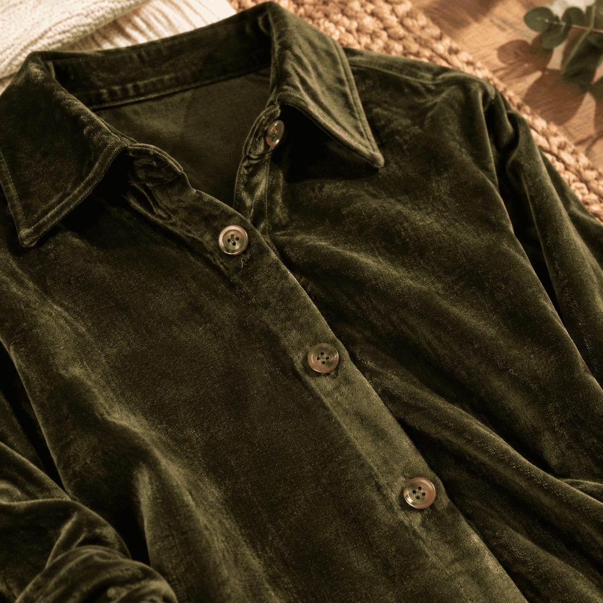 thumbnail image 5 of Womens Long Sleeve Lapel Swing Mini Dress, Army Green, Small, 5 of 5
