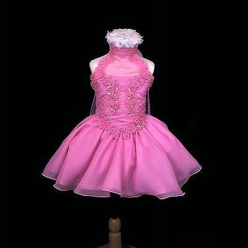thumbnail image 3 of NEW INFANT BABY TODDLER GIRL PAGEANT FORMAL SHORT DRESS PINK 1-7 YEARS FUCHSIA, 3 of 7