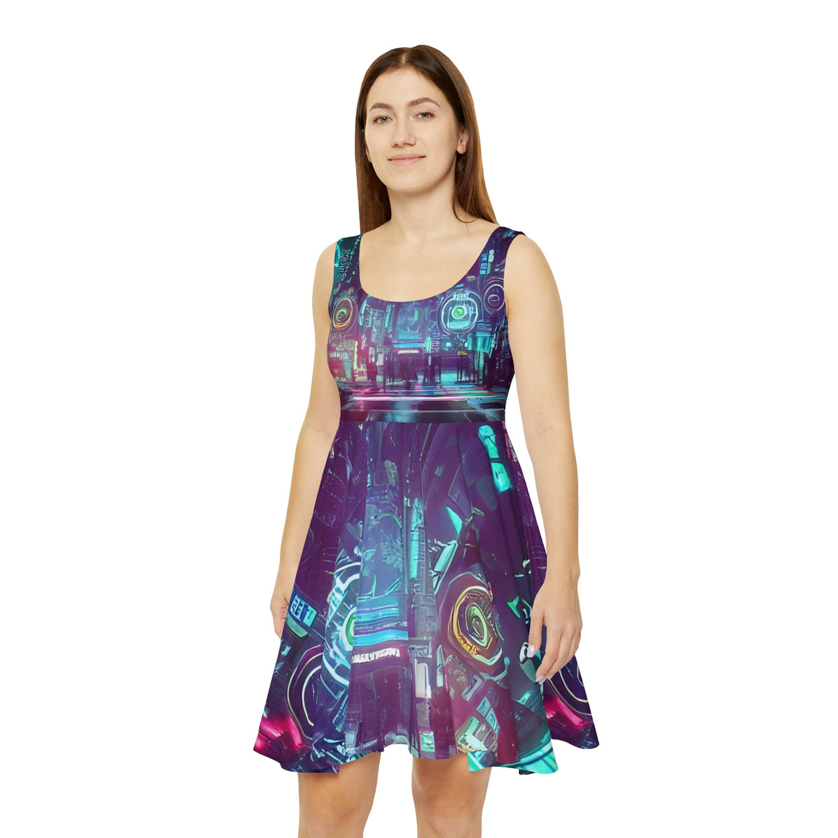 thumbnail image 1 of 'The City' Women's Skater Dress (AOP), 1 of 6