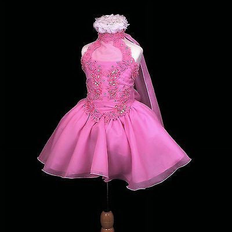 thumbnail image 4 of NEW INFANT BABY TODDLER GIRL PAGEANT FORMAL SHORT DRESS PINK 1-7 YEARS FUCHSIA, 4 of 7