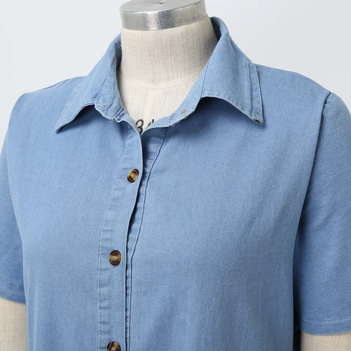 thumbnail image 5 of IDALL Summer Dresses,Denim Dress Women's Fashion Multi Pocket Skirt Skirt Casual Denim Summer Denim Multi Button Women's Dress Casual Dresses,Petite Dresses,Modest Dresses Light Blue Dress S, 5 of 7