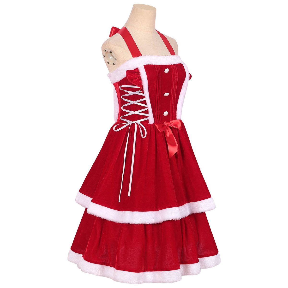 thumbnail image 6 of HEVRJEWJD WomensChristmas Theme Party Cos Stage Christmas Dress Elegant Court Gown for Festive Holiday Performances and Themed Events Red S, 6 of 9