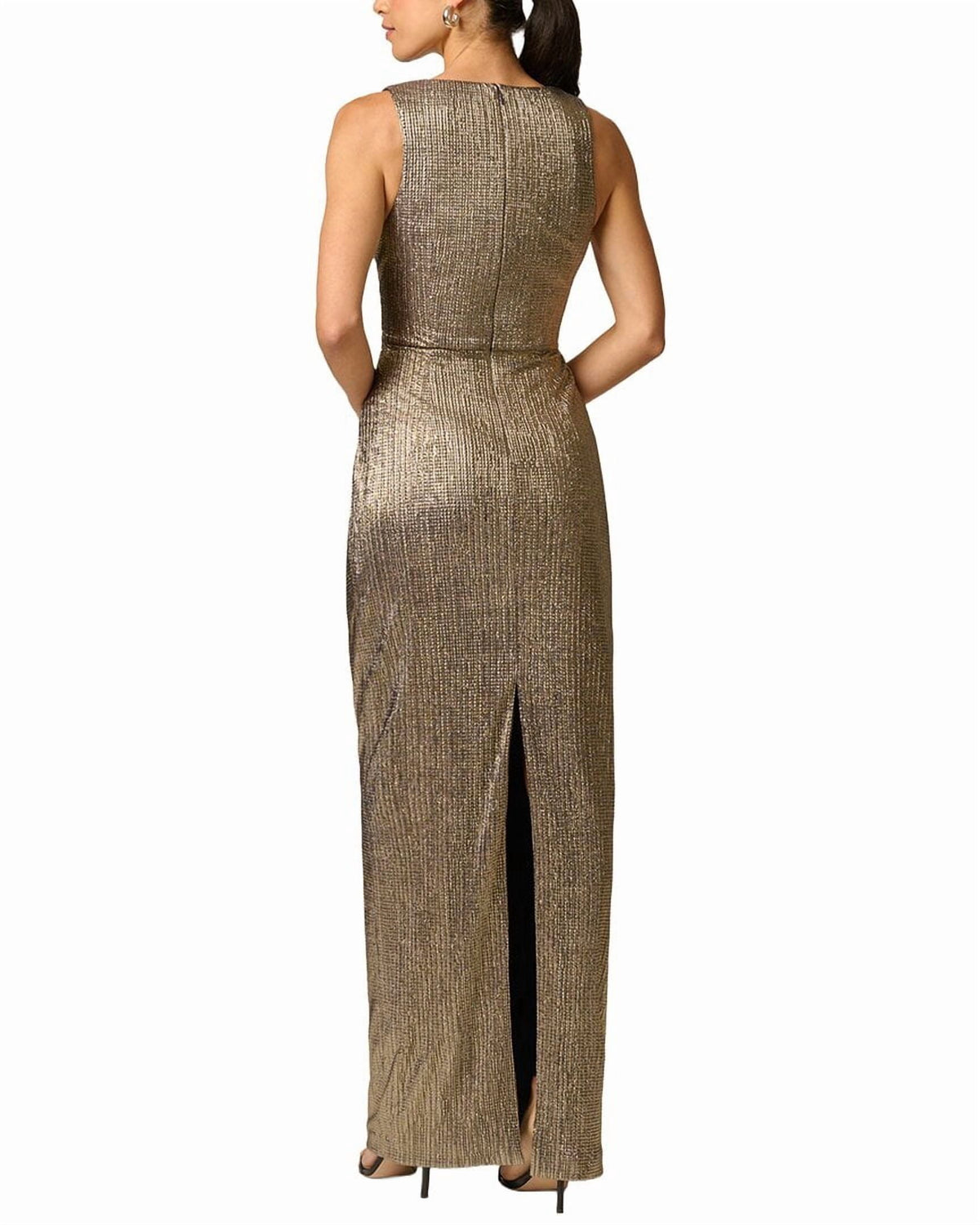 thumbnail image 2 of Adrianna Papell womens Metallic Knit Long Dress, 0, Gold, 2 of 3