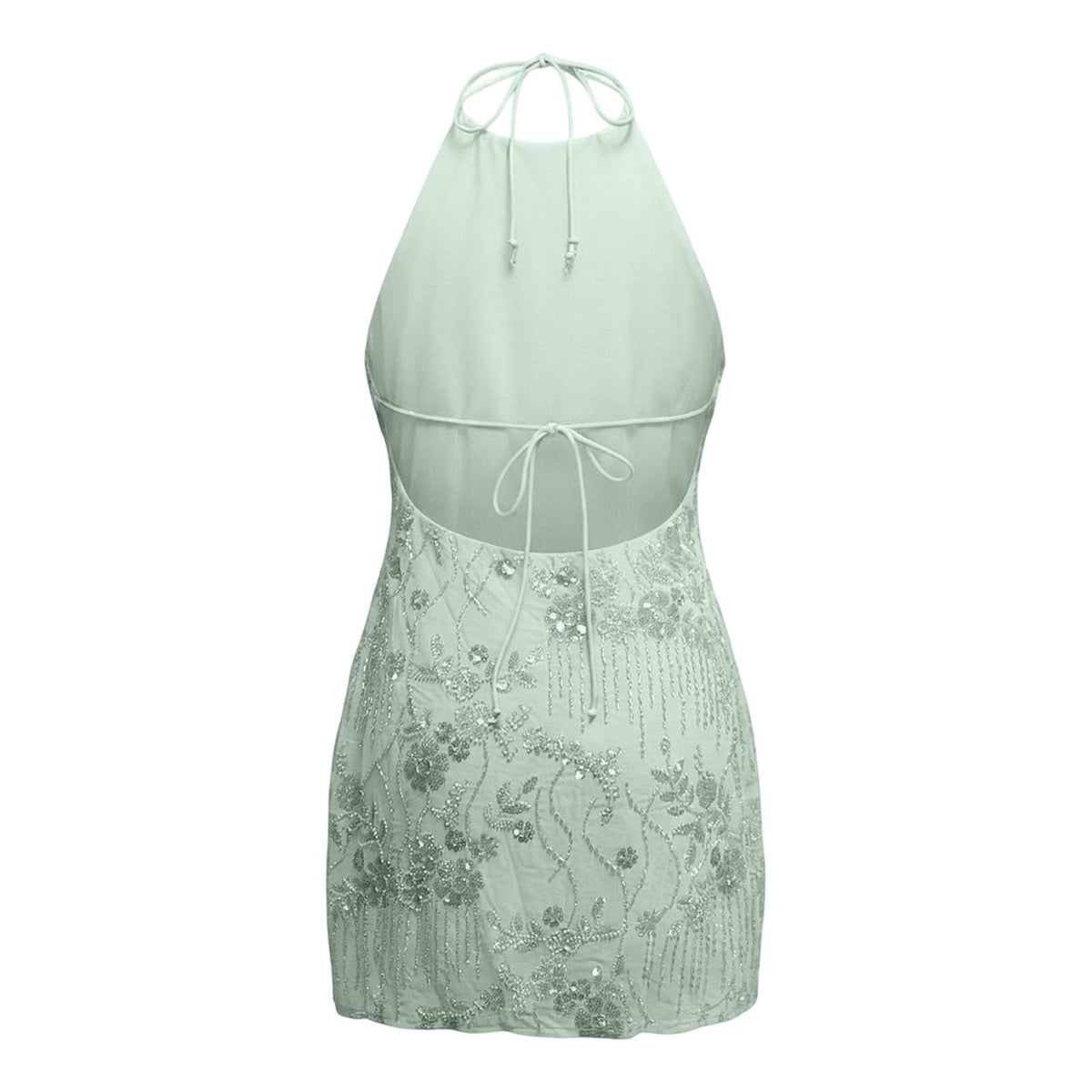 thumbnail image 7 of Puliio Party Dresses for Women Halter Sleeveless Textured Floral Bodycon Mini Evening Dress, 7 of 7