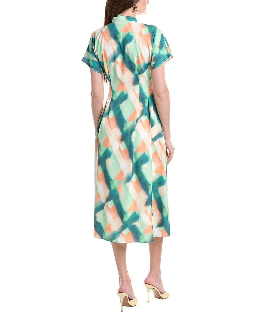 thumbnail image 2 of MISOOK womens Fit & Flare Crepe de Chine Button Up Maxi Dress, s, Green, 2 of 3