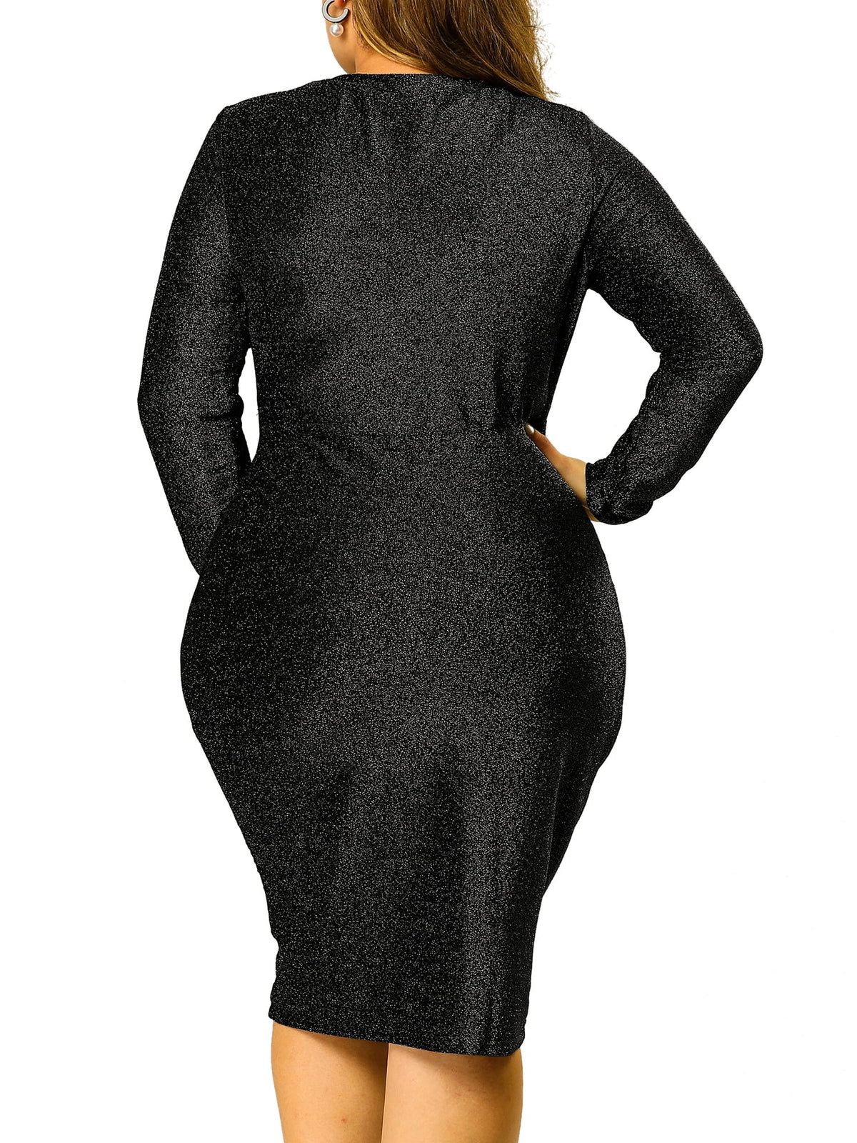 thumbnail image 4 of MODA NOVA Junior's Plus Halloween Cocktail Shiny Glitter Winter Midi Dress, 4 of 6