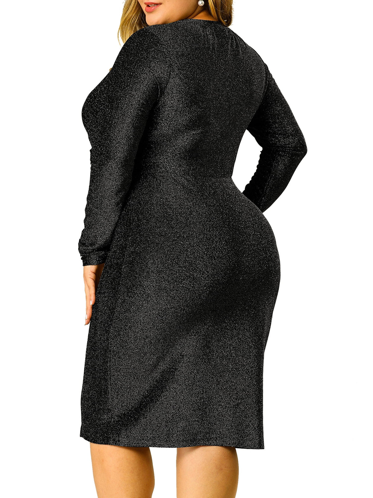 thumbnail image 6 of MODA NOVA Junior's Plus Halloween Cocktail Shiny Glitter Winter Midi Dress, 6 of 6