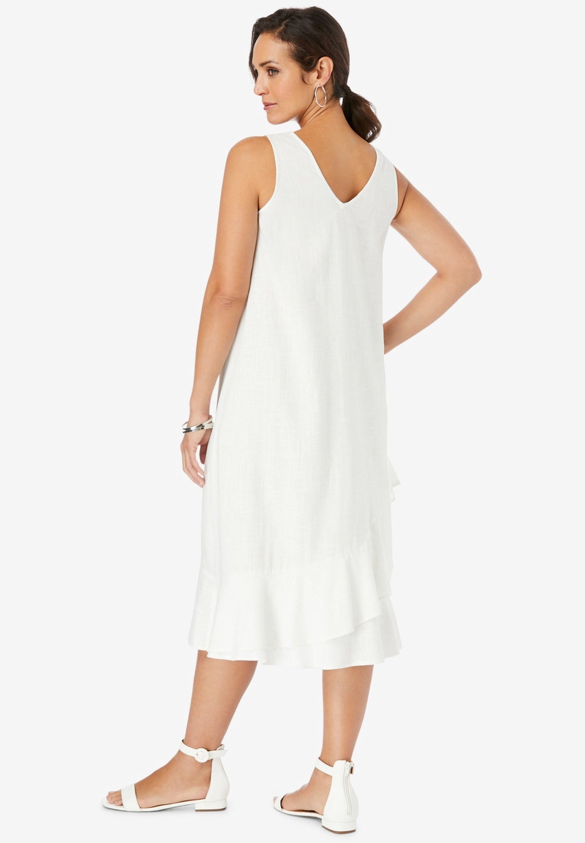 thumbnail image 2 of Jessica London Women's Plus Size Linen Flounce Dress, 2 of 3