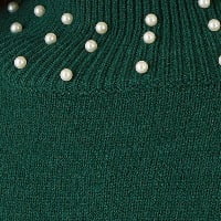 thumbnail image 6 of Yumi Bead Detail Knitted Sweater Dress - Green, M, 6 of 6