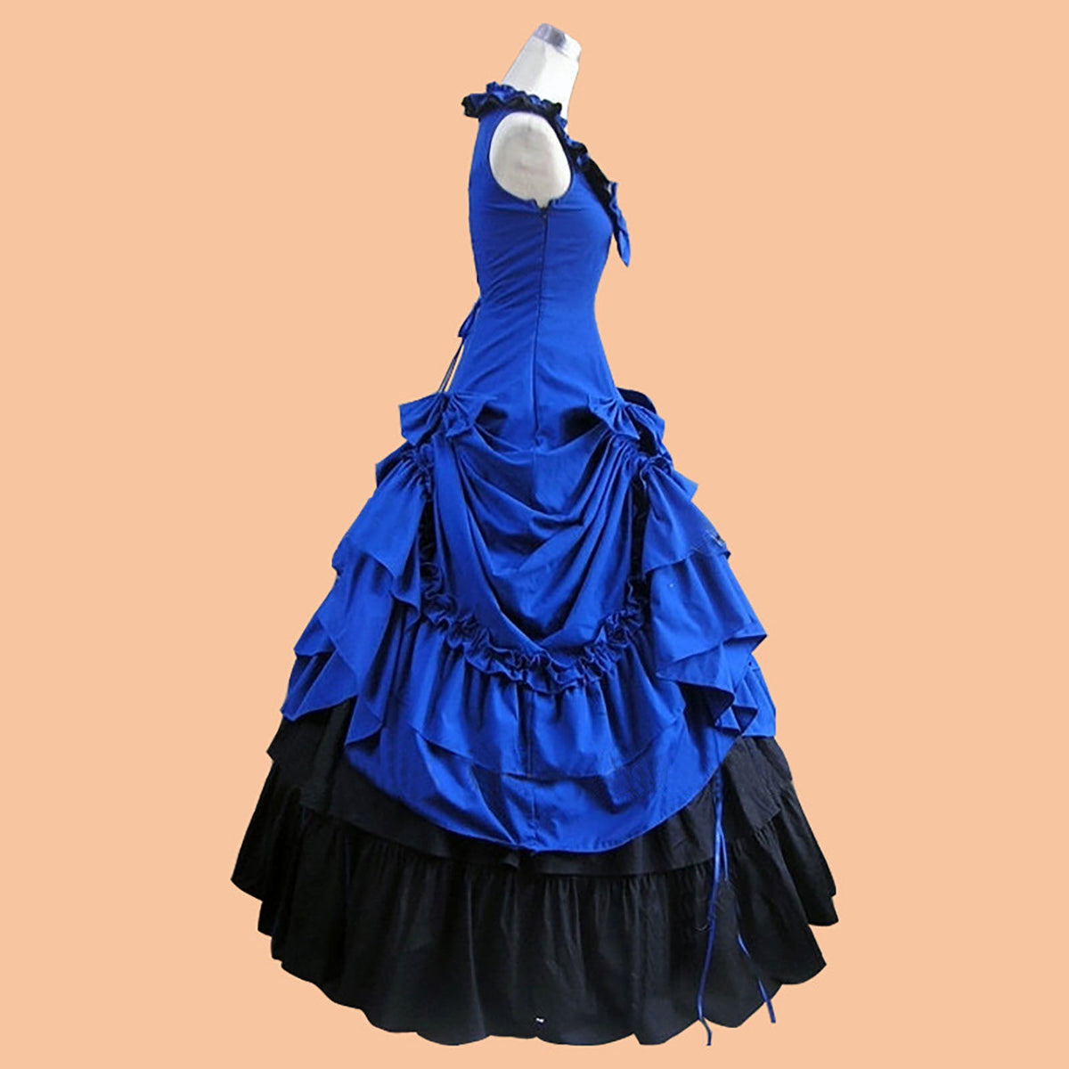 thumbnail image 4 of Women Gothic Dress Halloween 50s 60s Vintage Sleeveless Cocktail Swing Dress 1950s Audrey Rockabilly Prom Party Dress Blue L, 4 of 5