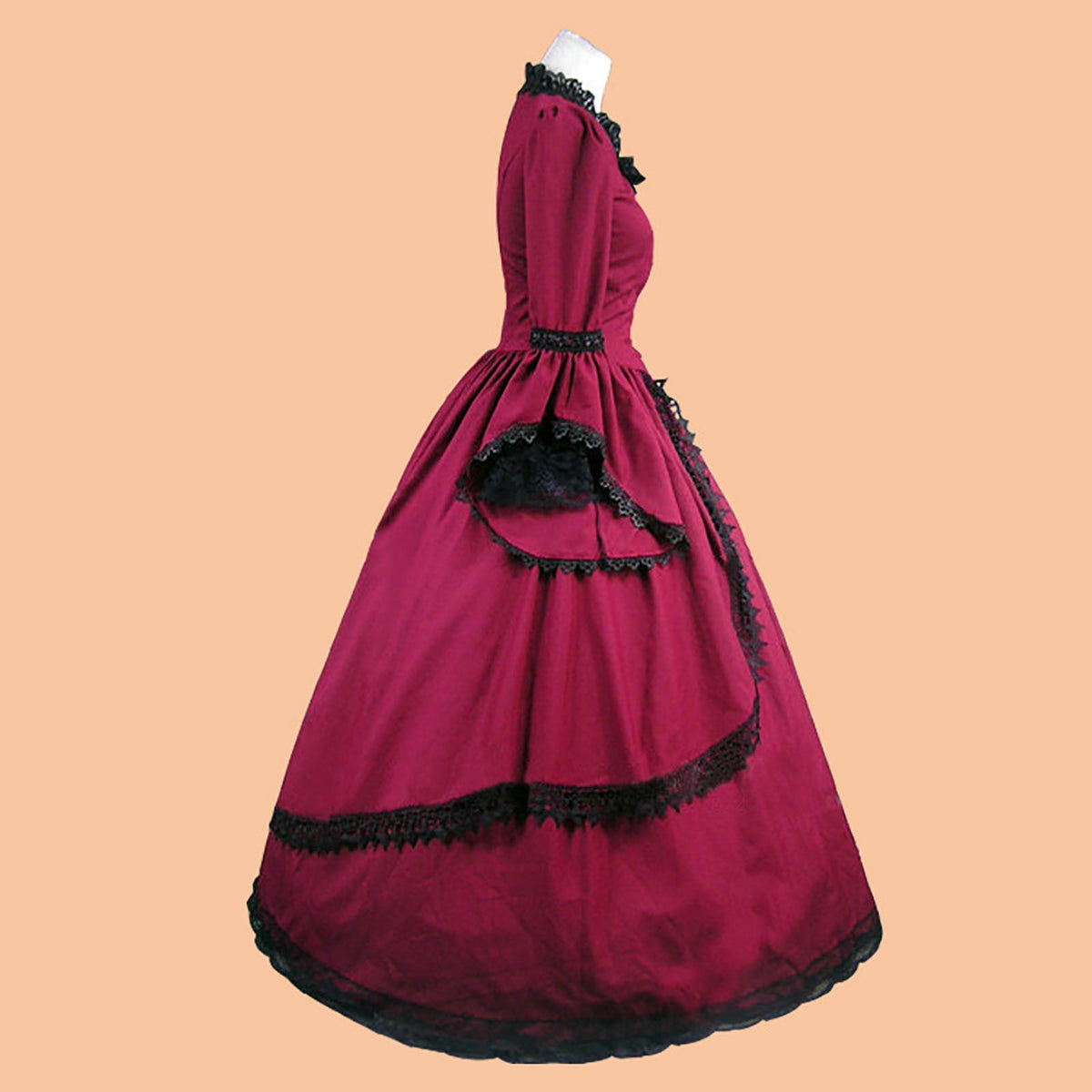 thumbnail image 3 of Zylnanna Women's Medieval Heavy Duty Long Sleeved Dress,Red, 3 of 5