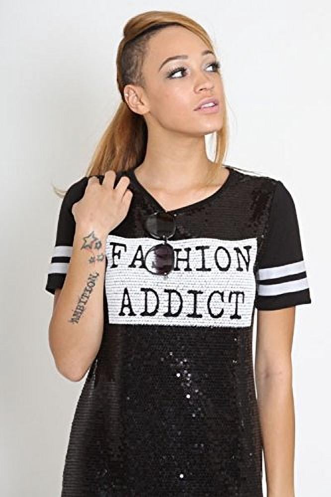thumbnail image 3 of 2Chique Boutique Women's Black and White Sequins Shirt Dress (small), 3 of 3